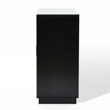 Modern Boho 2-Door Black Accent Cabinet with Bamboo Strips - 33.9" H x 31.5" W x 15.7" D