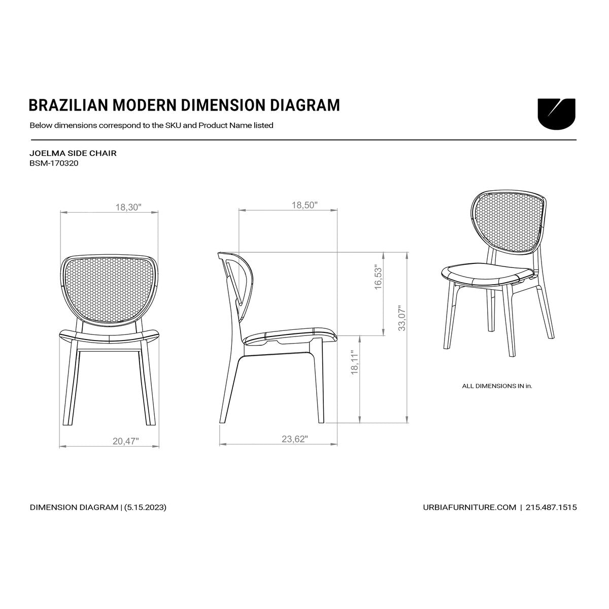 Modern Brazilian - Joelma - Cane Side Chair