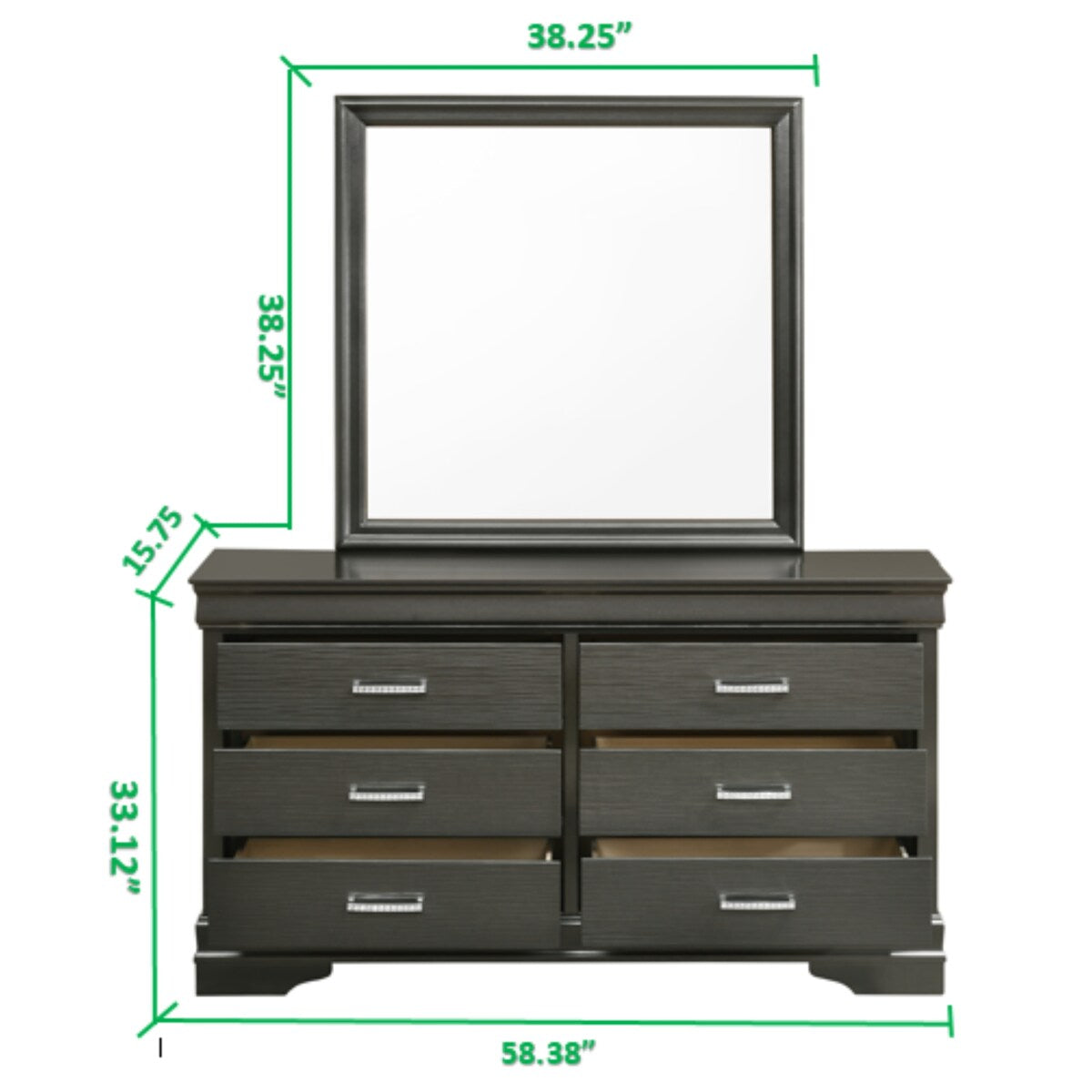 Modern Brooklyn 6 Drawer Dresser made with Wood