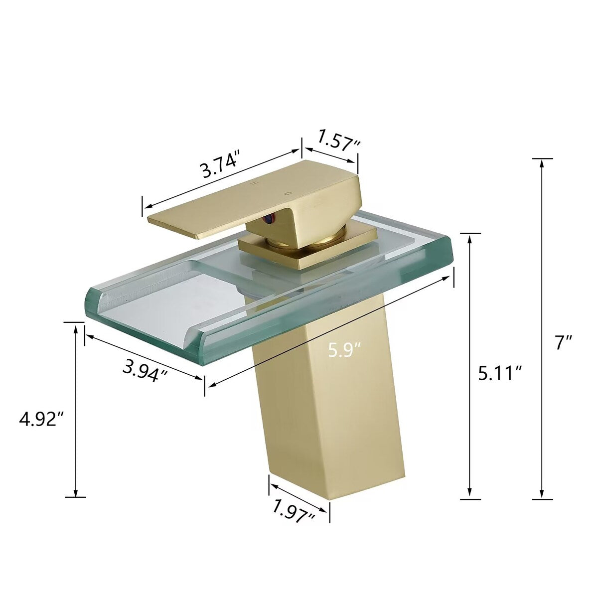 Modern Brushed Gold Bathroom Basin Faucet with LED Light