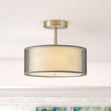 Modern Brushed Nickel 3-Light Semi Flush Mount Ceiling Lighting Fixture