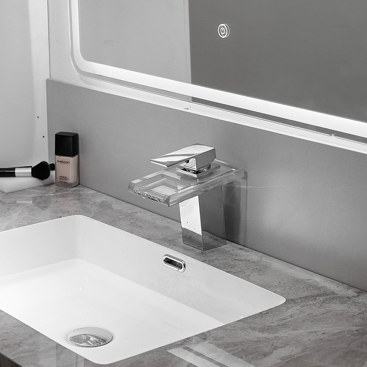 Modern Chrome Bathroom Basin Faucet with LED Light