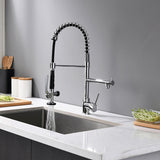 Modern Brushed Nickel High Arc Pull-down Kitchen Sink Faucet with Sprayer