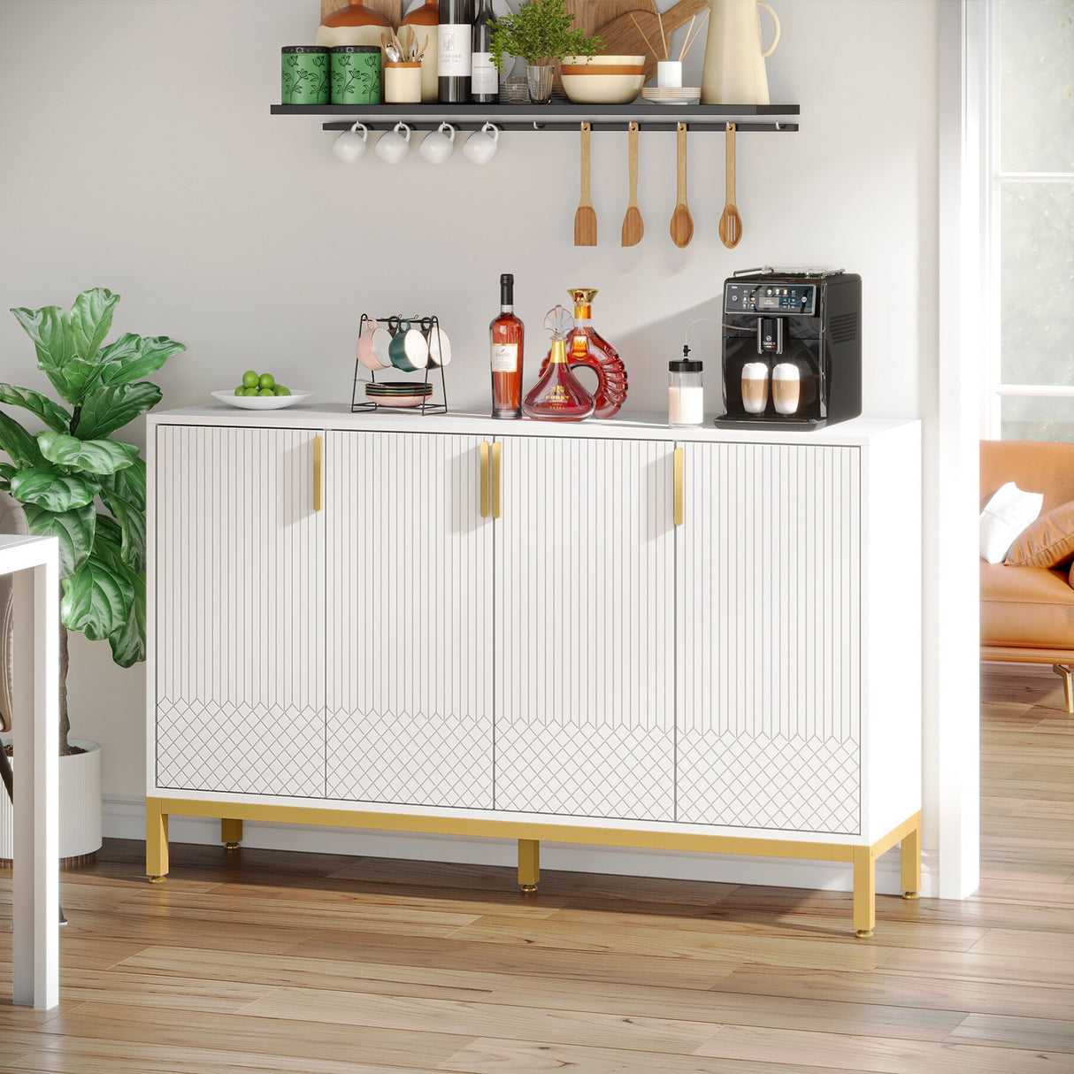 Modern Buffet Storage Cabinet, 55 Inch Sideboard Cabinet with Doors for Living Rom, Dining Room