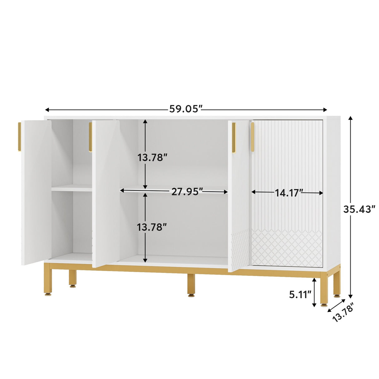 Modern Buffet Storage Cabinet, 55 Inch Sideboard Cabinet with Doors for Living Rom, Dining Room