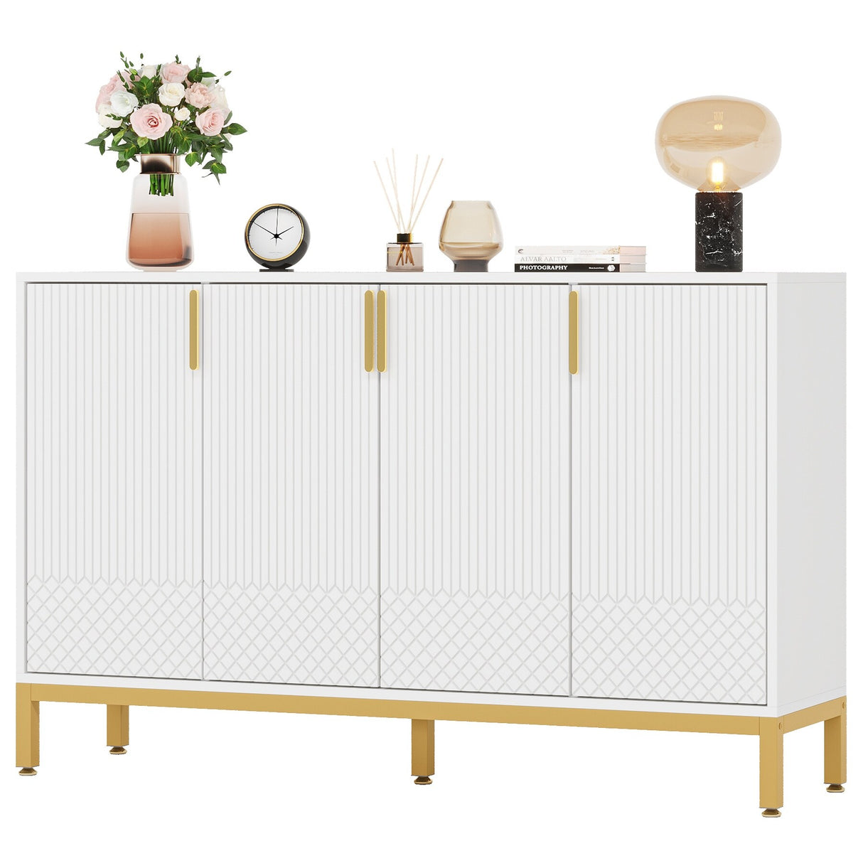 Modern Buffet Storage Cabinet, 55 Inch Sideboard Cabinet with Doors for Living Rom, Dining Room