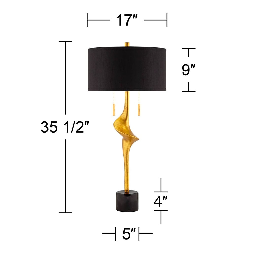 Modern Buffet Table Lamp 35 1/2" Tall Gold Black Drum Shade - 17" x 35.5"