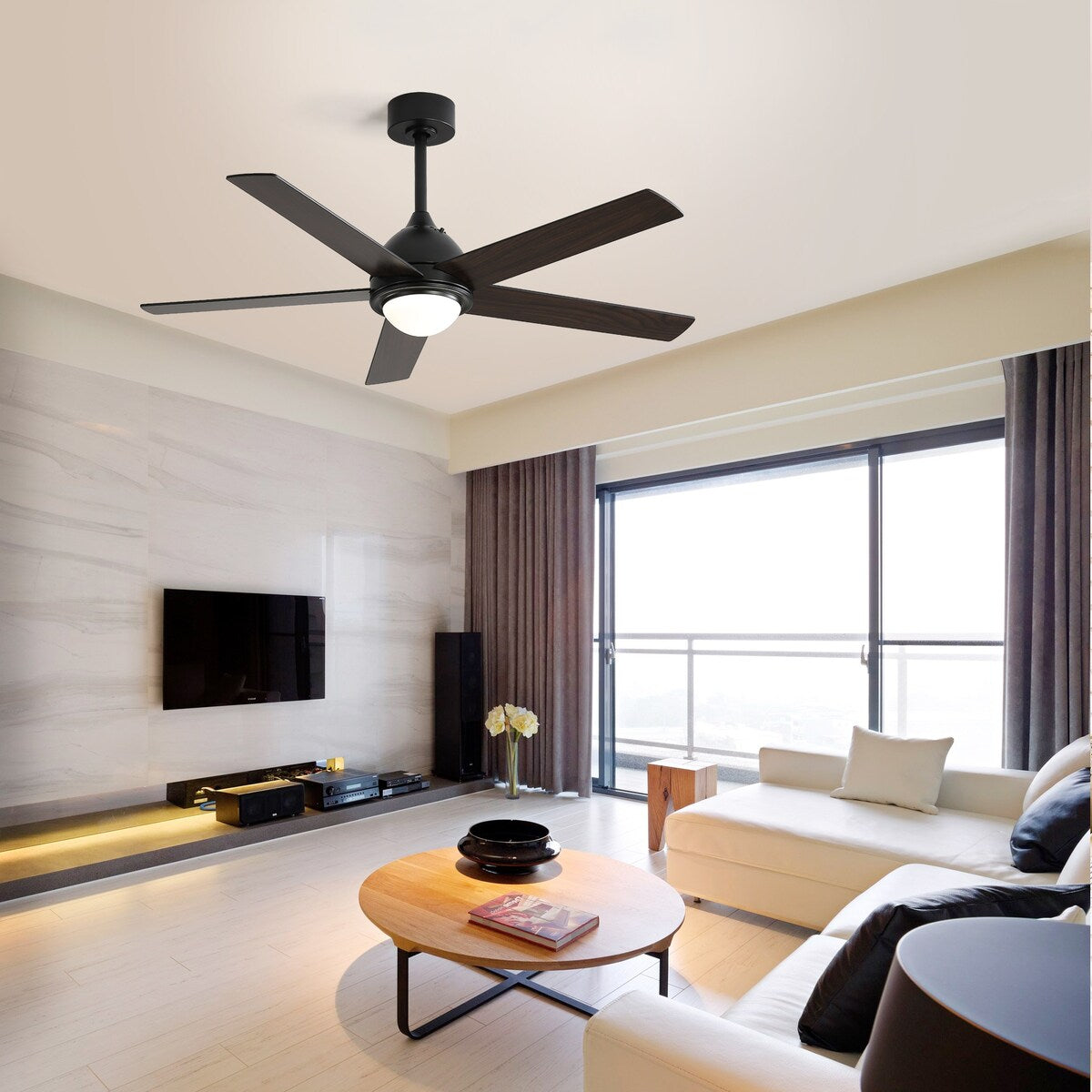 Modern Ceiling Fan With 3 Speed Wind 5 Plywood Blades Remote Control AC Motor