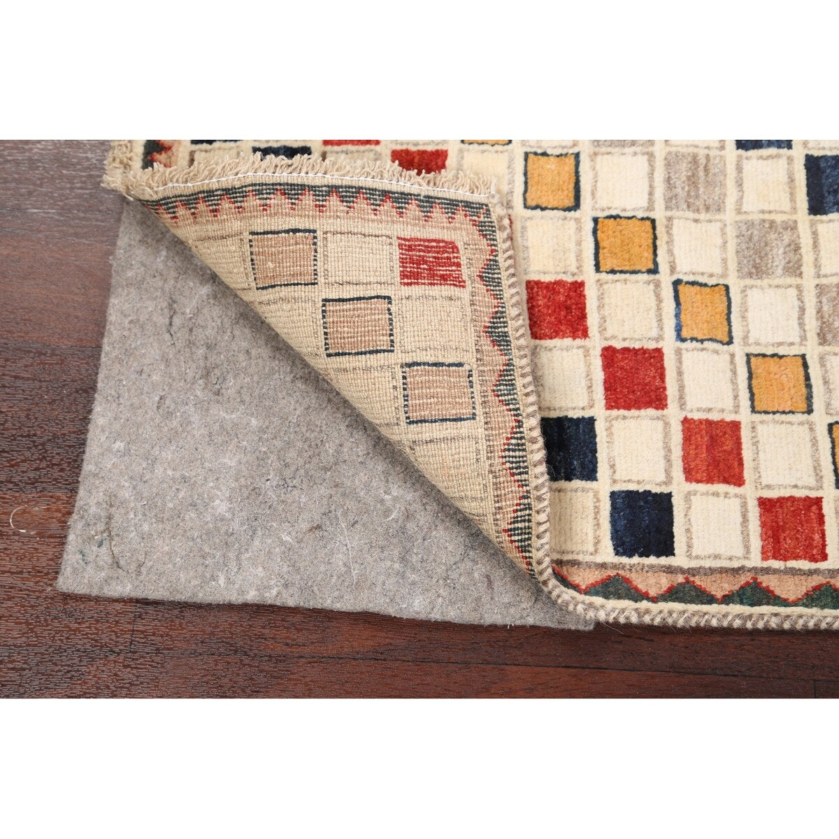 Modern Checkered Gabbeh Zollanvari Persian Area Rug Wool Handmade - 2'10" x 6'4"