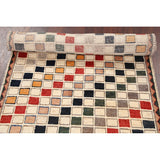 Modern Checkered Gabbeh Zollanvari Persian Area Rug Wool Handmade - 2'10" x 6'4"