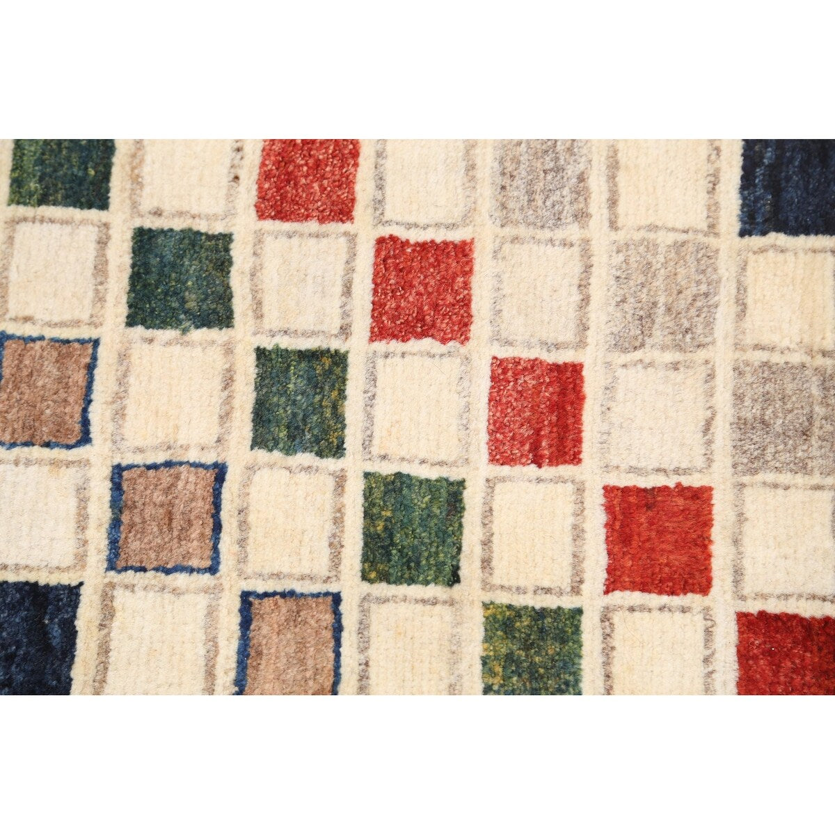 Modern Checkered Gabbeh Zollanvari Persian Area Rug Wool Handmade - 2'10" x 6'4"