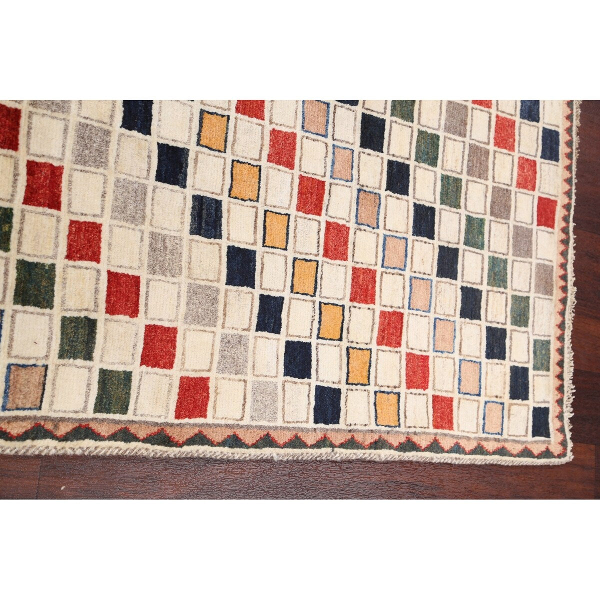 Modern Checkered Gabbeh Zollanvari Persian Area Rug Wool Handmade - 2'10" x 6'4"