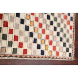 Modern Checkered Gabbeh Zollanvari Persian Area Rug Wool Handmade - 2'10" x 6'4"