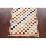 Modern Checkered Gabbeh Zollanvari Persian Area Rug Wool Handmade - 2'10" x 6'4"