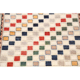 Modern Checkered Gabbeh Zollanvari Persian Area Rug Wool Handmade - 2'10" x 6'4"