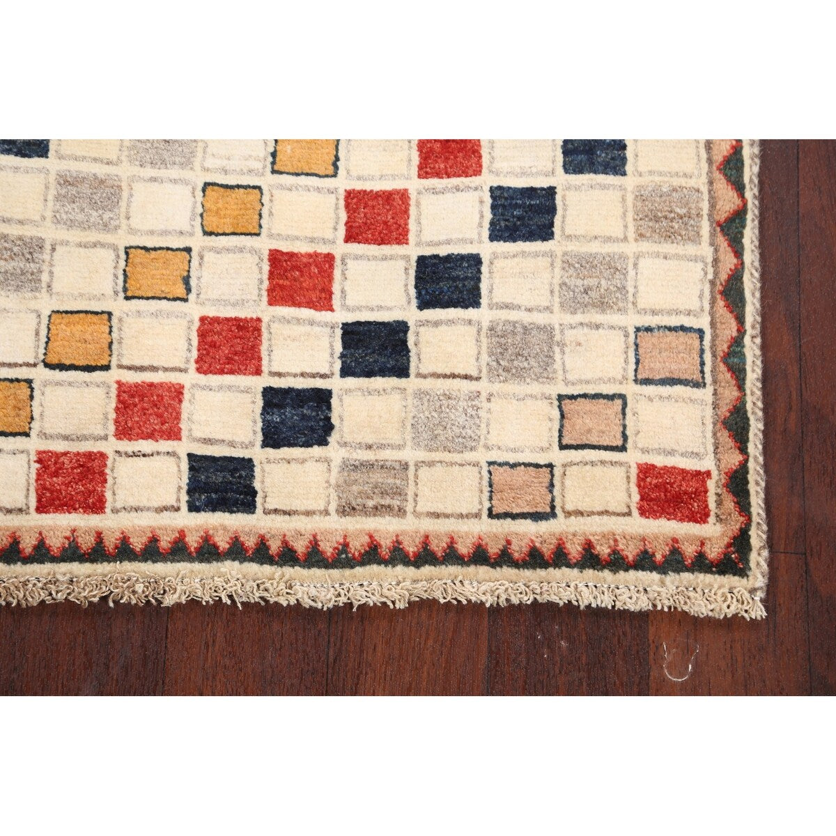 Modern Checkered Gabbeh Zollanvari Persian Area Rug Wool Handmade - 2'10" x 6'4"