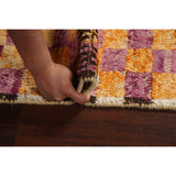 Modern Checkered Moroccan Oriental Runner Rug Hand-knotted Wool Carpet - 2'11" x 12'10"