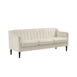 Modern Chesterfield Upholstered Sofa Couch With Velvet Fabric And Wooden Frame And Wood Legs,3 Seat