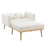 Modern Chic Style Tufted Teddy Chaise Lounge Chair with Tufted Cushions, Polished Legs, and Low-Slung Seat, Ottoman Include