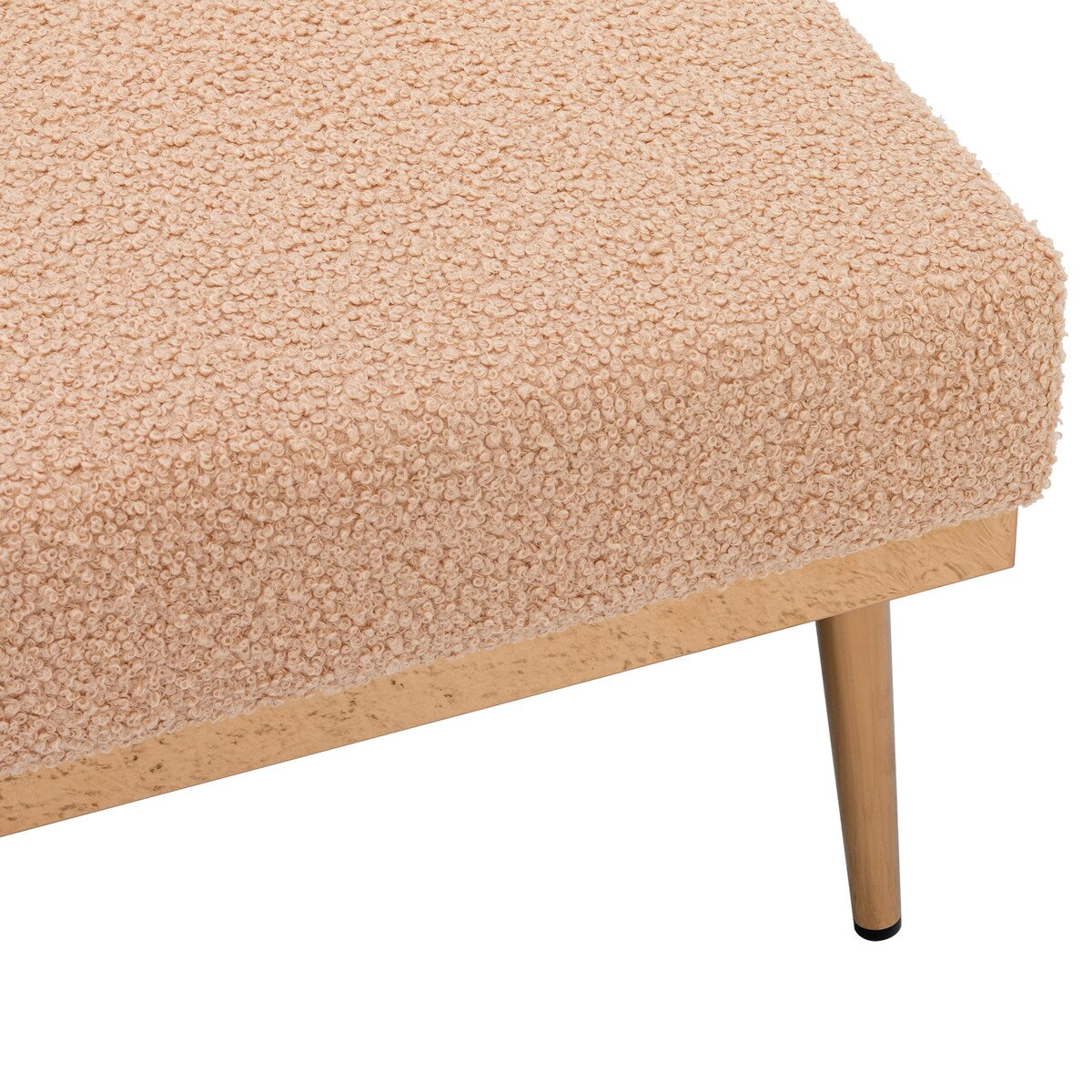 Modern Chic Style Tufted Teddy Chaise Lounge Chair with Tufted Cushions, Polished Legs, and Low-Slung Seat, Ottoman Include