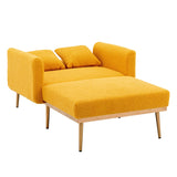 Modern Chic Style Tufted Teddy Chaise Lounge Chair with Tufted Cushions, Polished Legs, and Low-Slung Seat, Ottoman Include