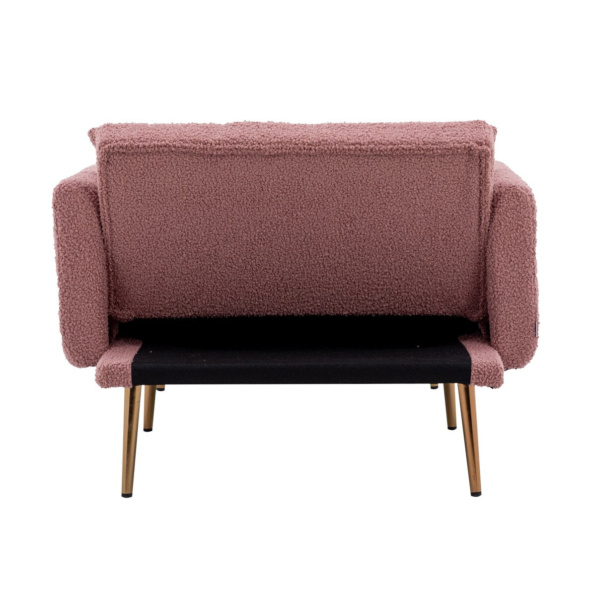 Modern Chic Style Tufted Teddy Chaise Lounge Chair with Tufted Cushions, Polished Legs, and Low-Slung Seat, Ottoman Include