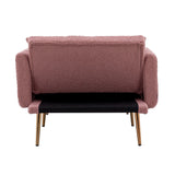 Modern Chic Style Tufted Teddy Chaise Lounge Chair with Tufted Cushions, Polished Legs, and Low-Slung Seat, Ottoman Include