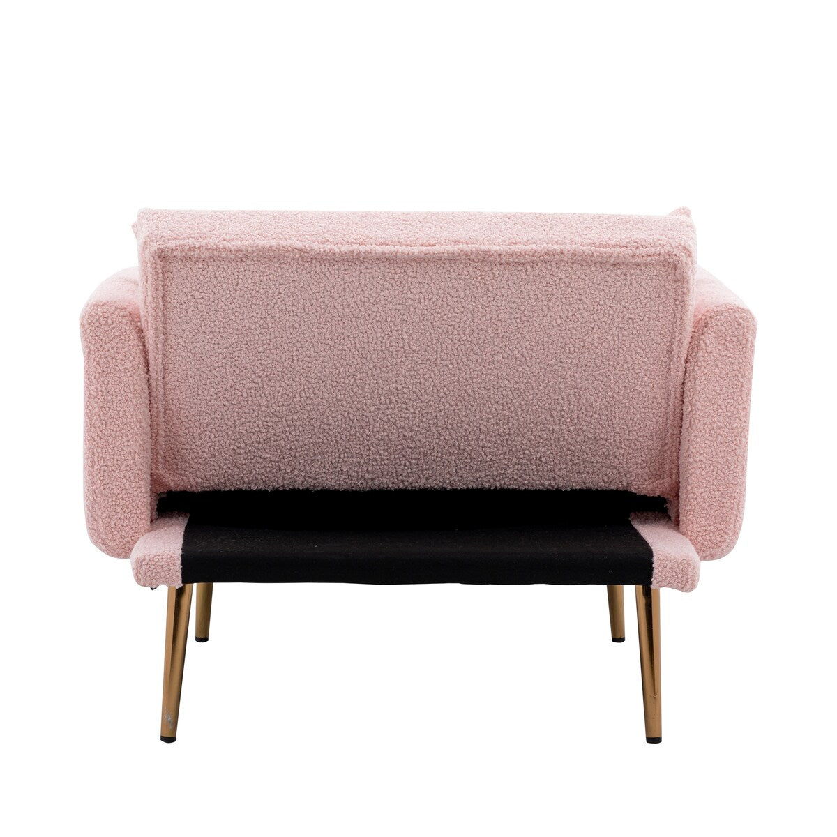 Modern Chic Style Tufted Teddy Chaise Lounge Chair with Tufted Cushions, Polished Legs, and Low-Slung Seat, Ottoman Include