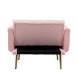Modern Chic Style Tufted Teddy Chaise Lounge Chair with Tufted Cushions, Polished Legs, and Low-Slung Seat, Ottoman Include