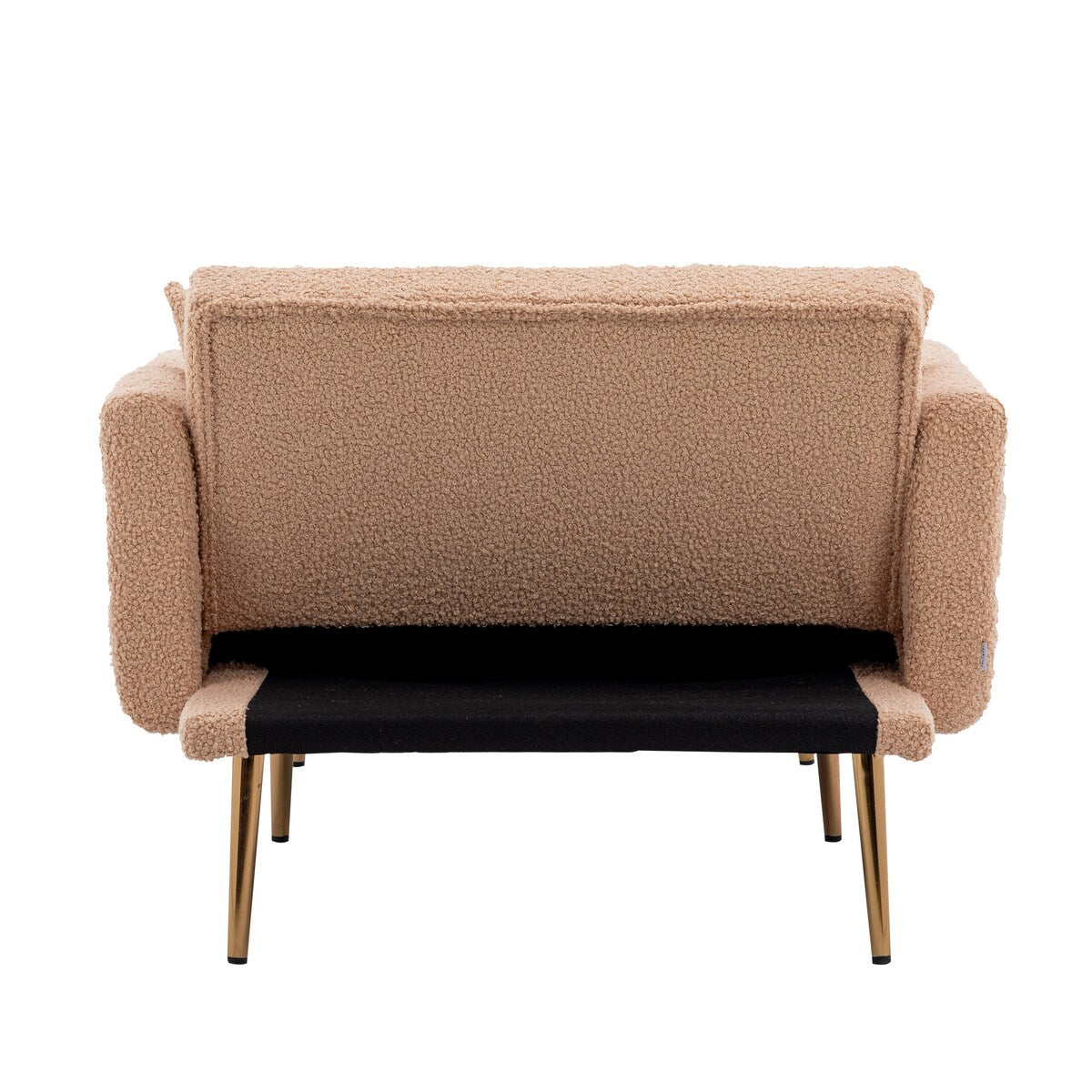 Modern Chic Style Tufted Teddy Chaise Lounge Chair with Tufted Cushions, Polished Legs, and Low-Slung Seat, Ottoman Include