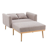 Modern Chic Style Tufted Teddy Chaise Lounge Chair with Tufted Cushions, Polished Legs, and Low-Slung Seat, Ottoman Include