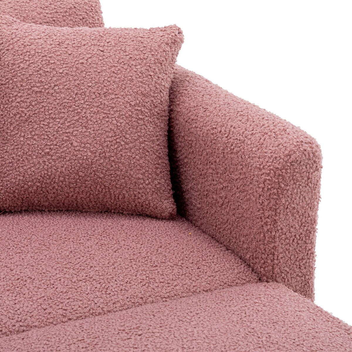 Modern Chic Style Tufted Teddy Chaise Lounge Chair with Tufted Cushions, Polished Legs, and Low-Slung Seat, Ottoman Include