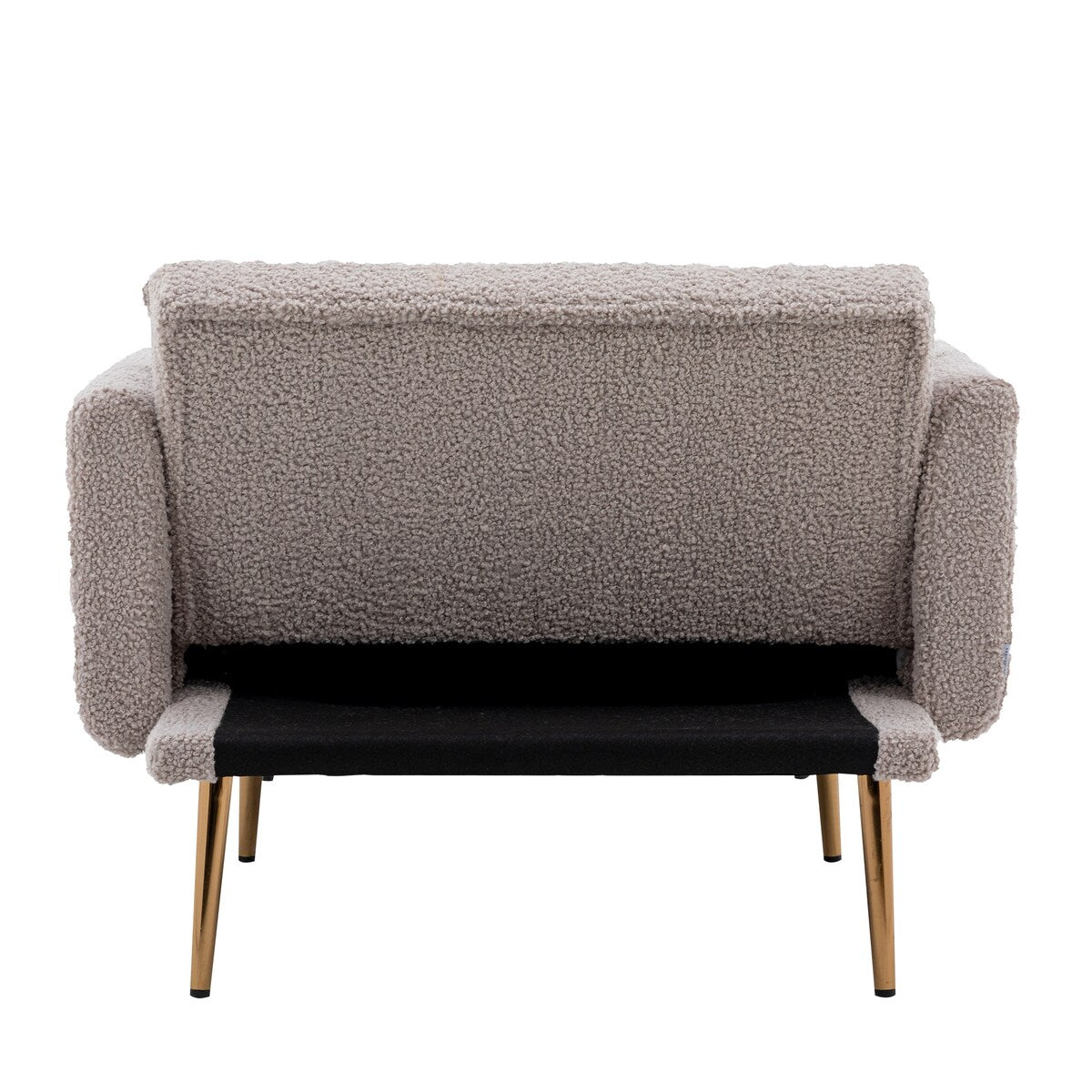 Modern Chic Style Tufted Teddy Chaise Lounge Chair with Tufted Cushions, Polished Legs, and Low-Slung Seat, Ottoman Include