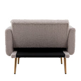 Modern Chic Style Tufted Teddy Chaise Lounge Chair with Tufted Cushions, Polished Legs, and Low-Slung Seat, Ottoman Include