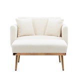 Modern Chic Style Tufted Teddy Chaise Lounge Chair with Tufted Cushions, Polished Legs, and Low-Slung Seat, Ottoman Include
