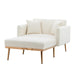 Modern Chic Style Tufted Teddy Chaise Lounge Chair with Tufted Cushions, Polished Legs, and Low-Slung Seat, Ottoman Include