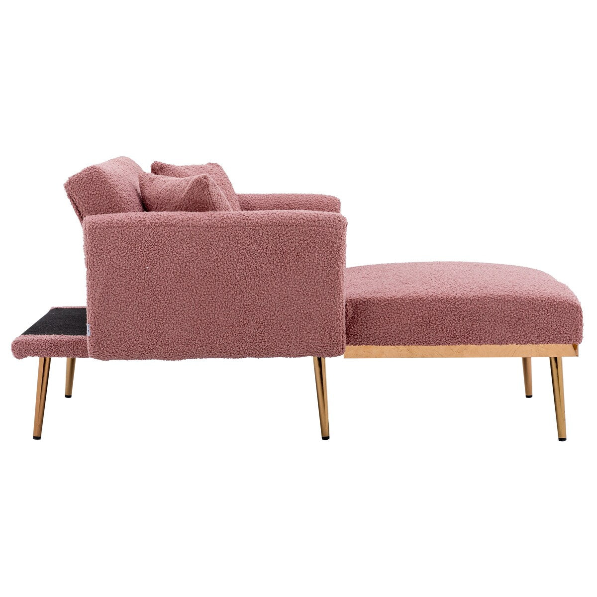 Modern Chic Style Tufted Teddy Chaise Lounge Chair with Tufted Cushions, Polished Legs, and Low-Slung Seat, Ottoman Include