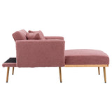 Modern Chic Style Tufted Teddy Chaise Lounge Chair with Tufted Cushions, Polished Legs, and Low-Slung Seat, Ottoman Include