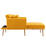 Modern Chic Style Tufted Teddy Chaise Lounge Chair with Tufted Cushions, Polished Legs, and Low-Slung Seat, Ottoman Include