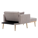 Modern Chic Style Tufted Teddy Chaise Lounge Chair with Tufted Cushions, Polished Legs, and Low-Slung Seat, Ottoman Include