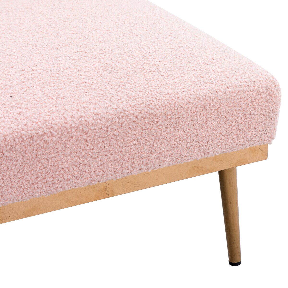 Modern Chic Style Tufted Teddy Chaise Lounge Chair with Tufted Cushions, Polished Legs, and Low-Slung Seat, Ottoman Include
