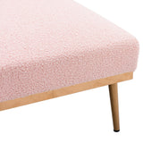 Modern Chic Style Tufted Teddy Chaise Lounge Chair with Tufted Cushions, Polished Legs, and Low-Slung Seat, Ottoman Include