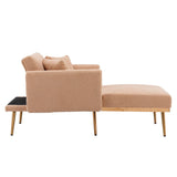 Modern Chic Style Tufted Teddy Chaise Lounge Chair with Tufted Cushions, Polished Legs, and Low-Slung Seat, Ottoman Include