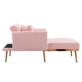 Modern Chic Style Tufted Teddy Chaise Lounge Chair with Tufted Cushions, Polished Legs, and Low-Slung Seat, Ottoman Include