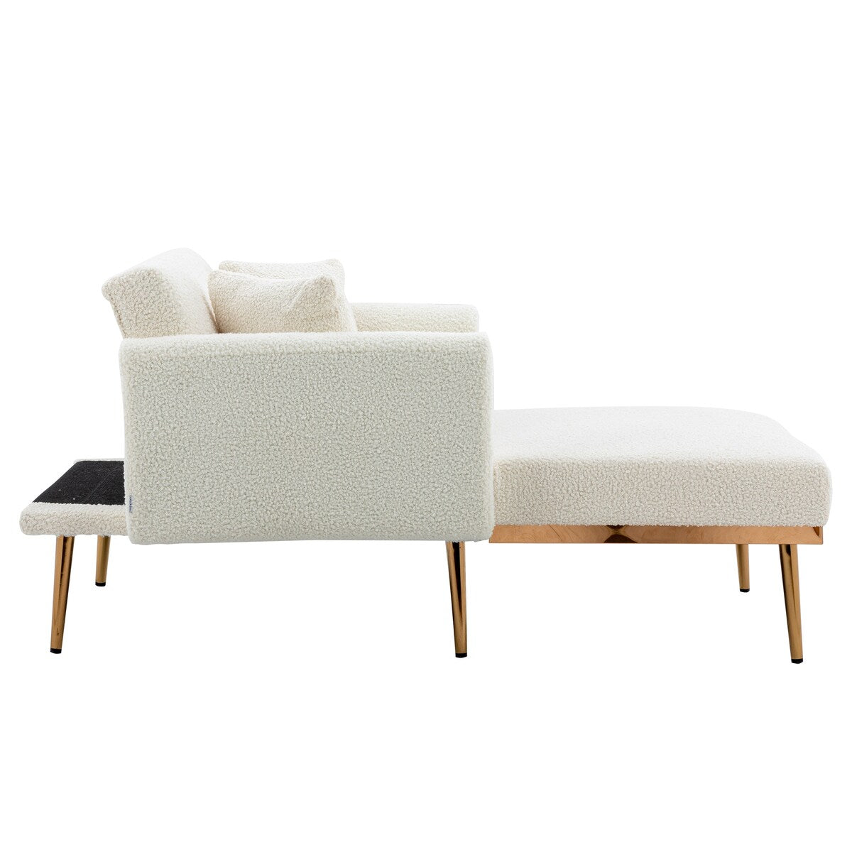 Modern Chic Style Tufted Teddy Chaise Lounge Chair with Tufted Cushions, Polished Legs, and Low-Slung Seat, Ottoman Include