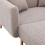 Modern Chic Style Tufted Teddy Chaise Lounge Chair with Tufted Cushions, Polished Legs, and Low-Slung Seat, Ottoman Include