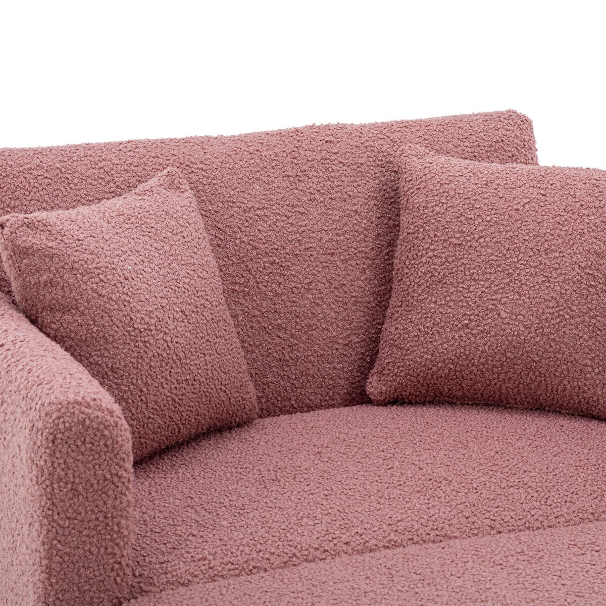 Modern Chic Style Tufted Teddy Chaise Lounge Chair with Tufted Cushions, Polished Legs, and Low-Slung Seat, Ottoman Include