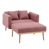 Modern Chic Style Tufted Teddy Chaise Lounge Chair with Tufted Cushions, Polished Legs, and Low-Slung Seat, Ottoman Include