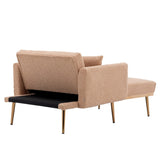 Modern Chic Style Tufted Teddy Chaise Lounge Chair with Tufted Cushions, Polished Legs, and Low-Slung Seat, Ottoman Include