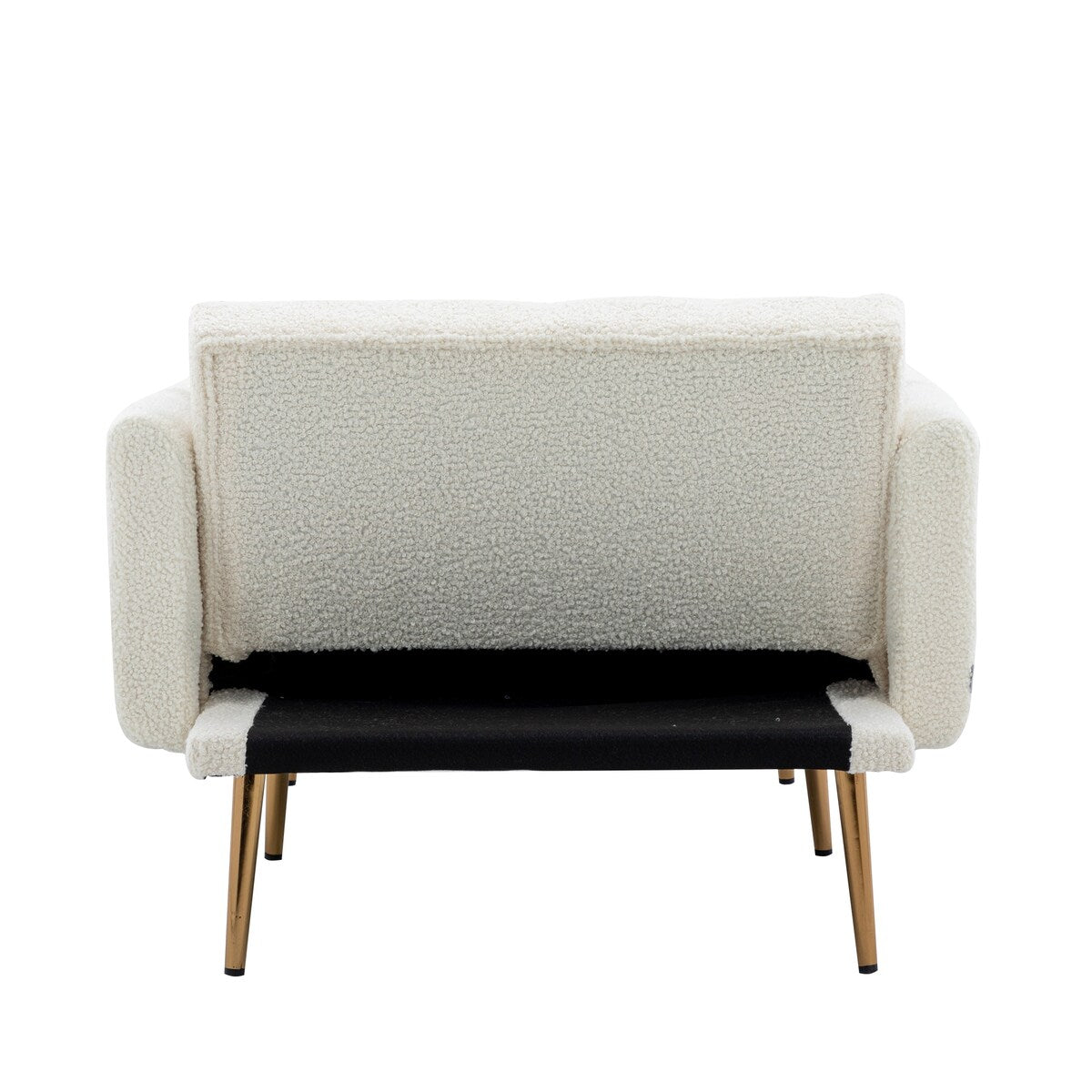 Modern Chic Style Tufted Teddy Chaise Lounge Chair with Tufted Cushions, Polished Legs, and Low-Slung Seat, Ottoman Include